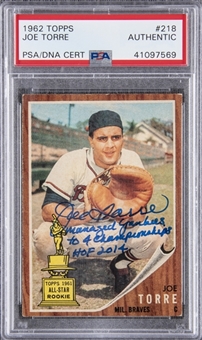 1962 Topps #218 Joe Torre Signed AS Rookie Card - PSA/DNA